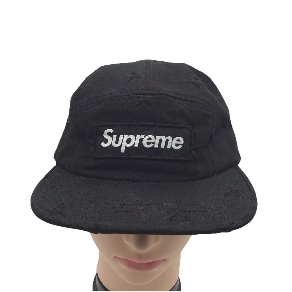 Supreme Stars Camp Cap Black 5 Panel Box Logo Hat FW13 Made in USA